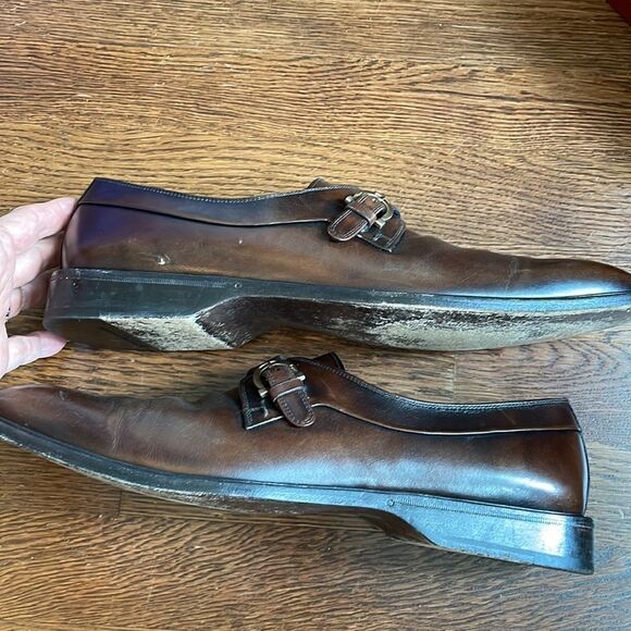 Vtg Salvatore Ferragamo‎ “Rigo” dark brown calf dress shoes with side buckle